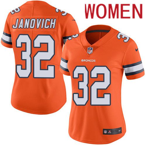 Women Denver Broncos 32 Andy Janovich Orange Nike Rush Vapor Limited NFL Jersey